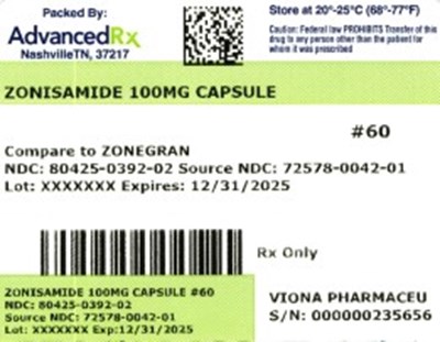 Zonisamide 100mg # 60 (Zonisamide 100mg 80425 0392 02)